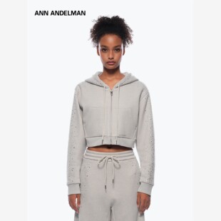 ANN ANDELMAN银河系列烫钻卫衣秋冬休闲时尚活力短款连帽开衫外套