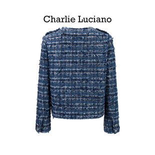 Charlie 肩袢单排扣粗花呢夹克设计感宽松外套 Luciano早春新款
