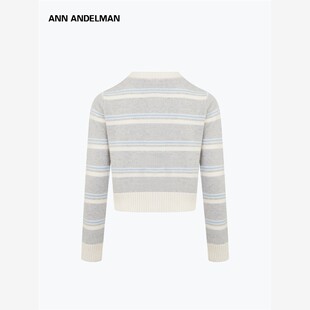 ANN ANDELMAN官方直营 冬季毛衣开衫外套女条纹间色长袖针织上衣