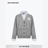 ANDELMAN官方直营秋装 女款 衬衫 ANN 拼接针织衫 慵懒假两件毛织上衣