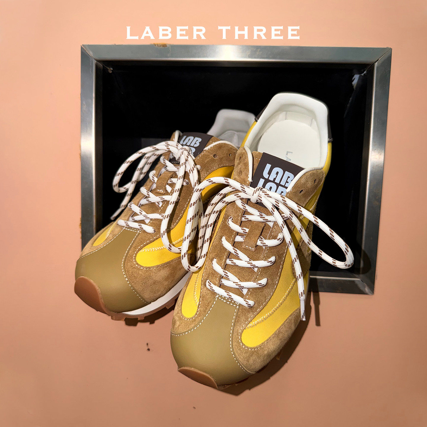 LABERTHREE26春季新品山野几何大头德训鞋舒适内增高休闲运动女鞋