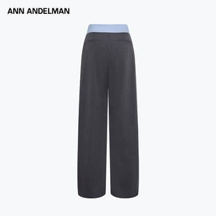 男装 时尚 ANN 拼接条纹西裤 通勤阔腿长裤 ANDELMAN2026早春新款