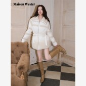 Maison 拼接收腰羊羔毛羽绒服 时尚 Wester2025冬季 新品