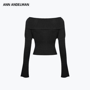 设计感修身 ANN ANDELMAN2026早春新款 一字肩毛针织衫 气质显瘦长袖