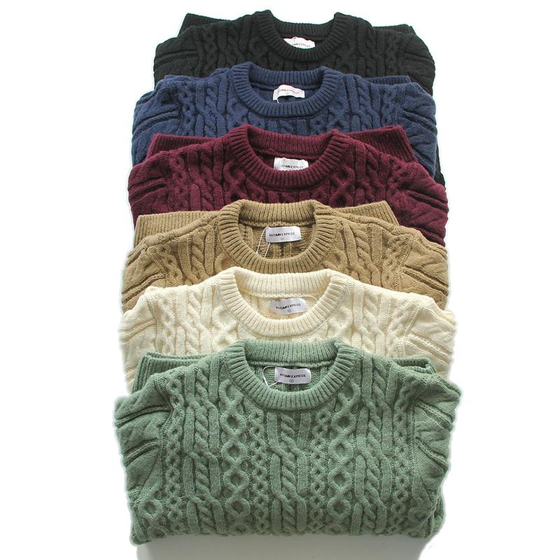 阿美咔叽重磅厚实麻花提花针织衫