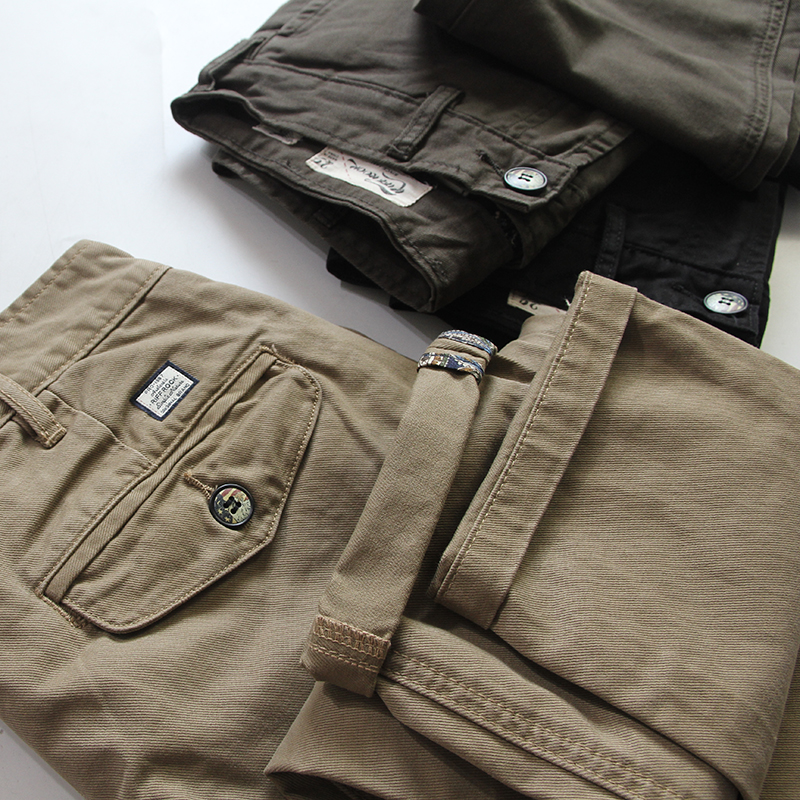 阿美咔叽重磅厚实美式砂洗长裤