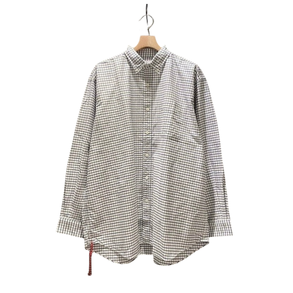 BEAMS JAPAN 23SS Button Down日系红绳格子纹长袖衬衫休闲宽松-封面