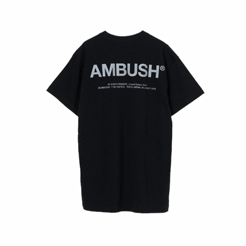 AMBUSH 21SS基础款背后字母大LOGO反光短袖圆领日系男女 T恤