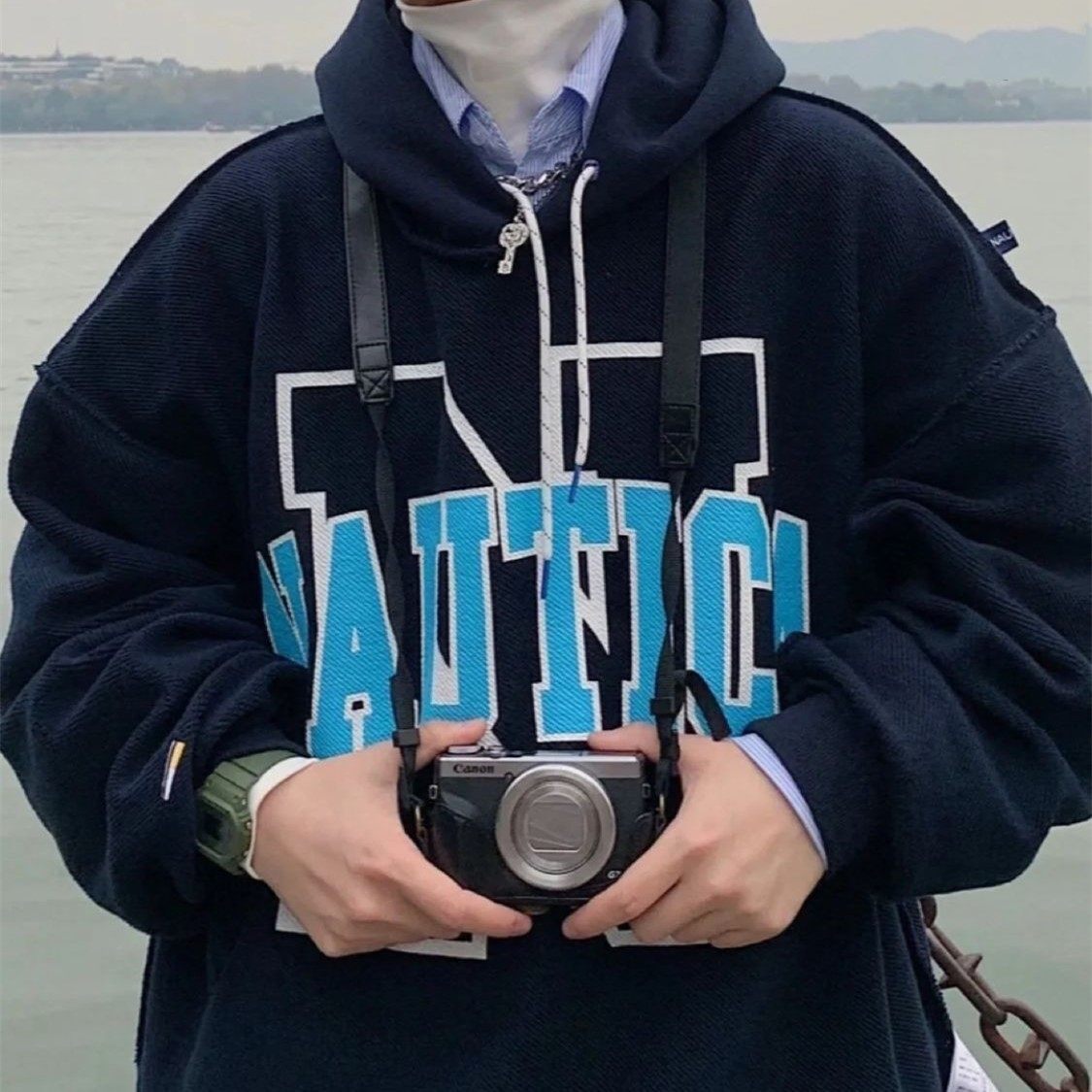 现货 nautica japan 长谷川绍雄cityboy双面穿连帽卫衣帽衫男女秋