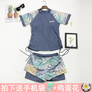 泳衣女保守遮肚显瘦大胸胖妹妹防走光遮肉平角裤 时尚 运动分体大码