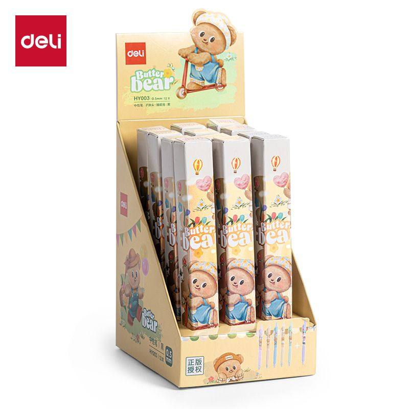 得力黄油小熊联名盲盒按动中性笔学生0.5mm子弹头黑色水笔盲盒笔,文具电教/文化用品/商务用品,中性笔,淘宝优惠券,粉丝福利购,淘宝优惠卷