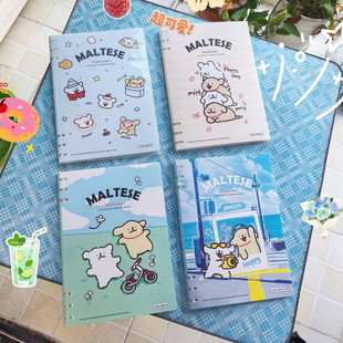 枥木一品线条小狗活页线圈本B5可拆卸替芯学生用可爱卡通笔记本子