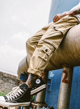 美式怀旧工装裤男女潮牌余文乐宽松阔腿裤ins超火休闲裤ulzzang裤