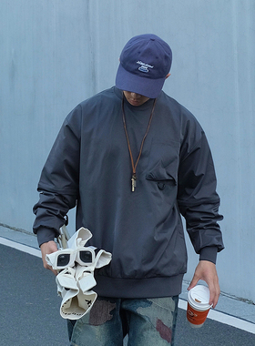 日系潮牌户外杜邦Teflon三防立体口袋可拆卸机能宽松百搭卫衣男潮