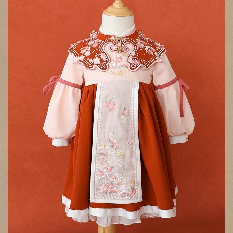 女童连衣裙春秋新款加绒荷叶