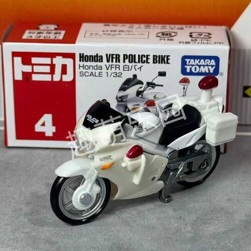 TAKARA TOMY多美卡红白盒4号本田警察摩托车合金小车模型男孩玩具