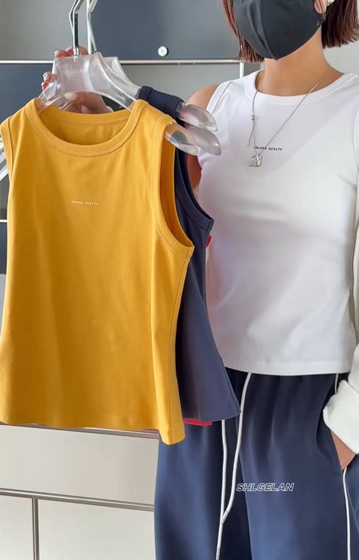04275打底背心 诗歌兰欧货女装2026春款 百搭黄色气质字母背心女