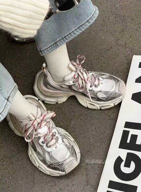 15586诗歌兰女鞋2026春季新款 时尚休闲厚底增高银色老爹鞋运动鞋