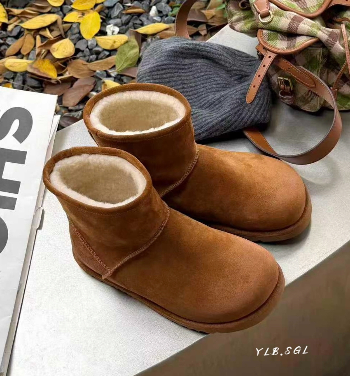 9222-8诗歌兰女鞋2025冬款时尚真皮软底保暖棉鞋加绒加厚雪地靴女