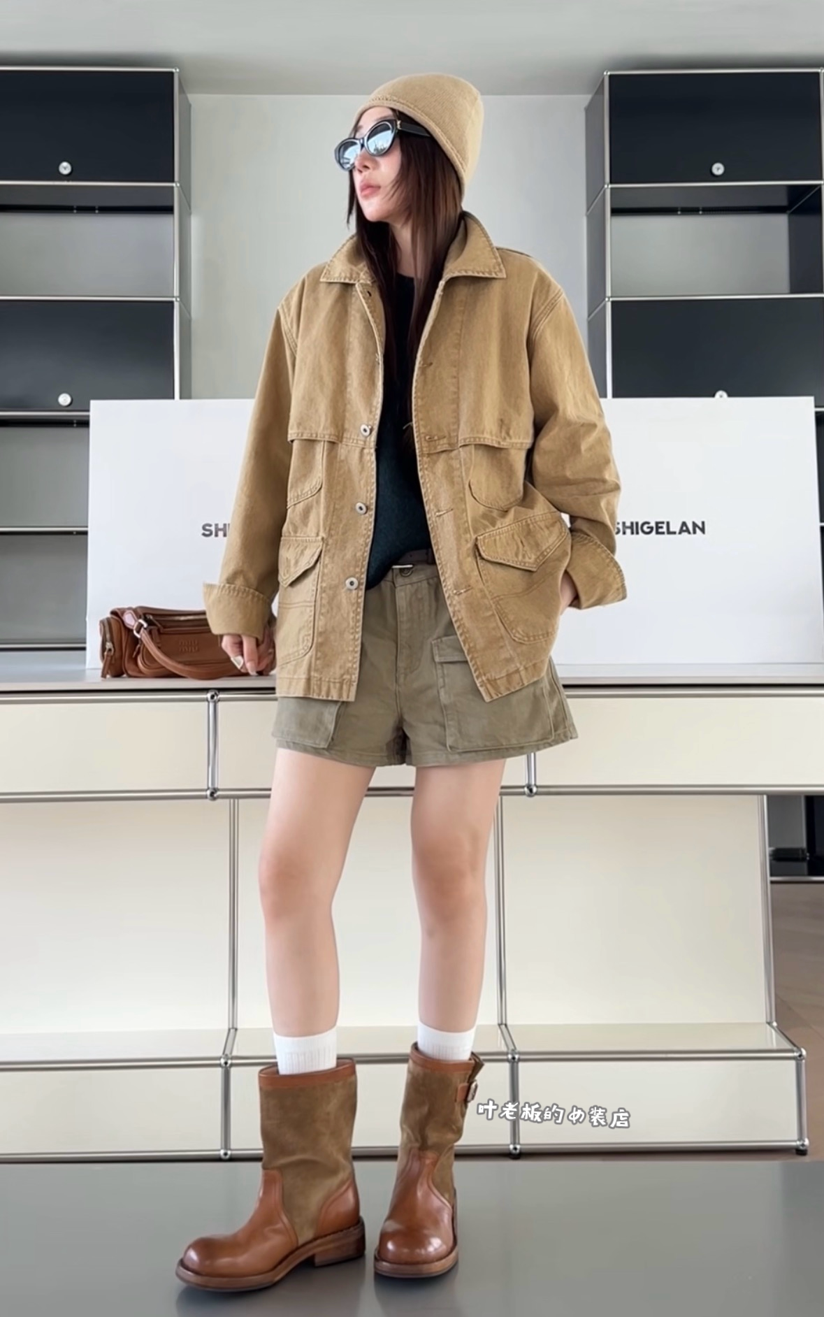 T006休闲外套 诗歌兰欧货女装26秋款气质卡其色中长款工装外套女