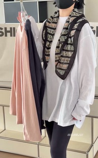 T72020披肩上衣 诗歌兰欧货女装2026春款简约白色搭配丝巾T恤女