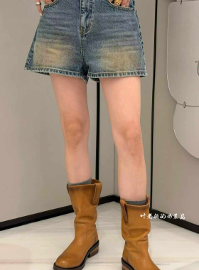 C261737脏脏裤短裤 诗歌兰女装2026夏气质蓝色刺绣口袋牛仔短裤女