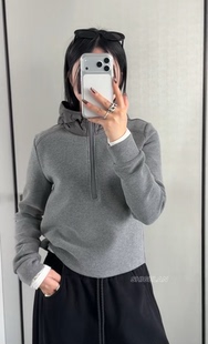 气质百搭灰色短款 女装 连帽套头加绒卫衣女 1118诗歌兰2025冬款