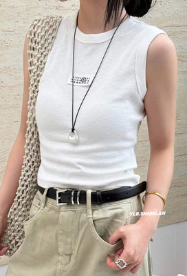 58266打底背心 诗歌兰女装2026春夏款简约白色数字小标工字背心女