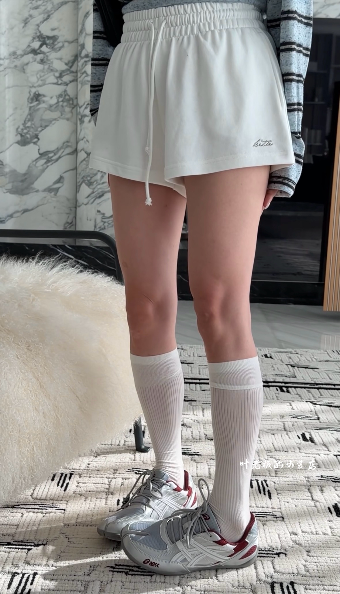 C58712松紧腰卫裤 诗歌兰女装2026夏款气质白色刺绣字母休闲短裤