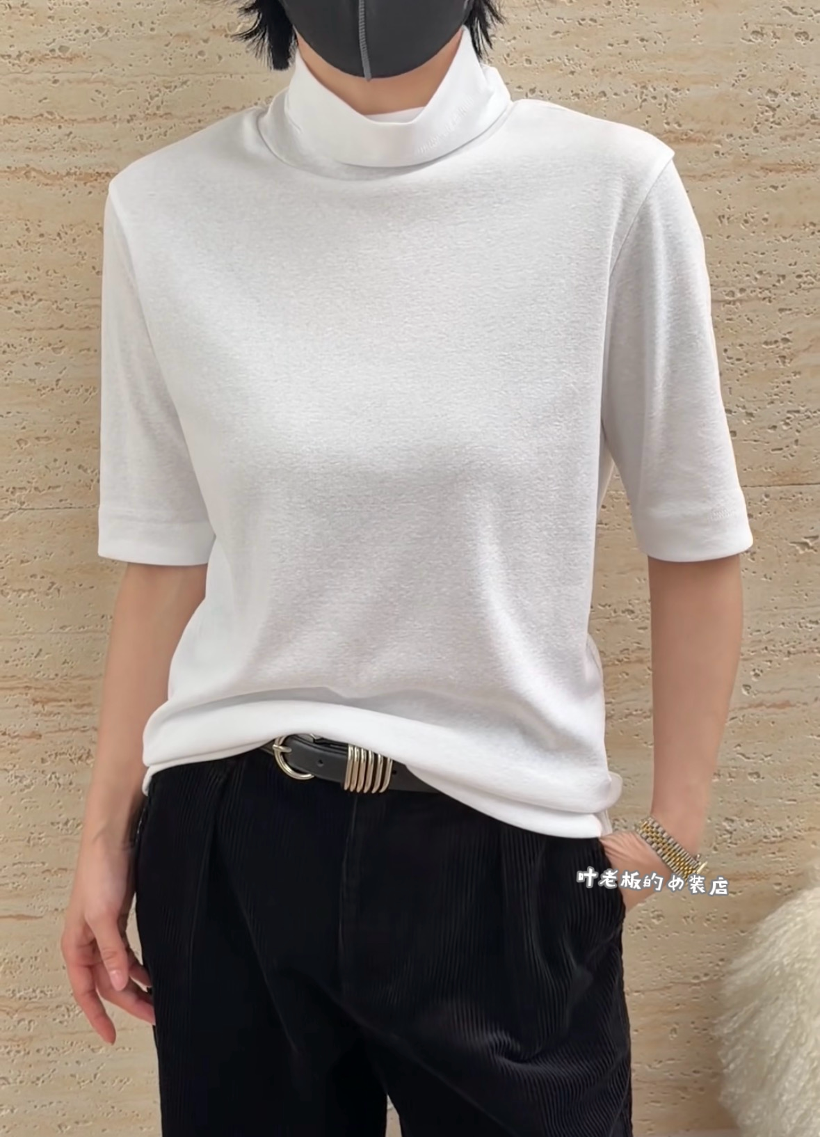 C58921A高领短袖 诗歌兰女装26秋款时尚气质百搭打底衫白色T恤女