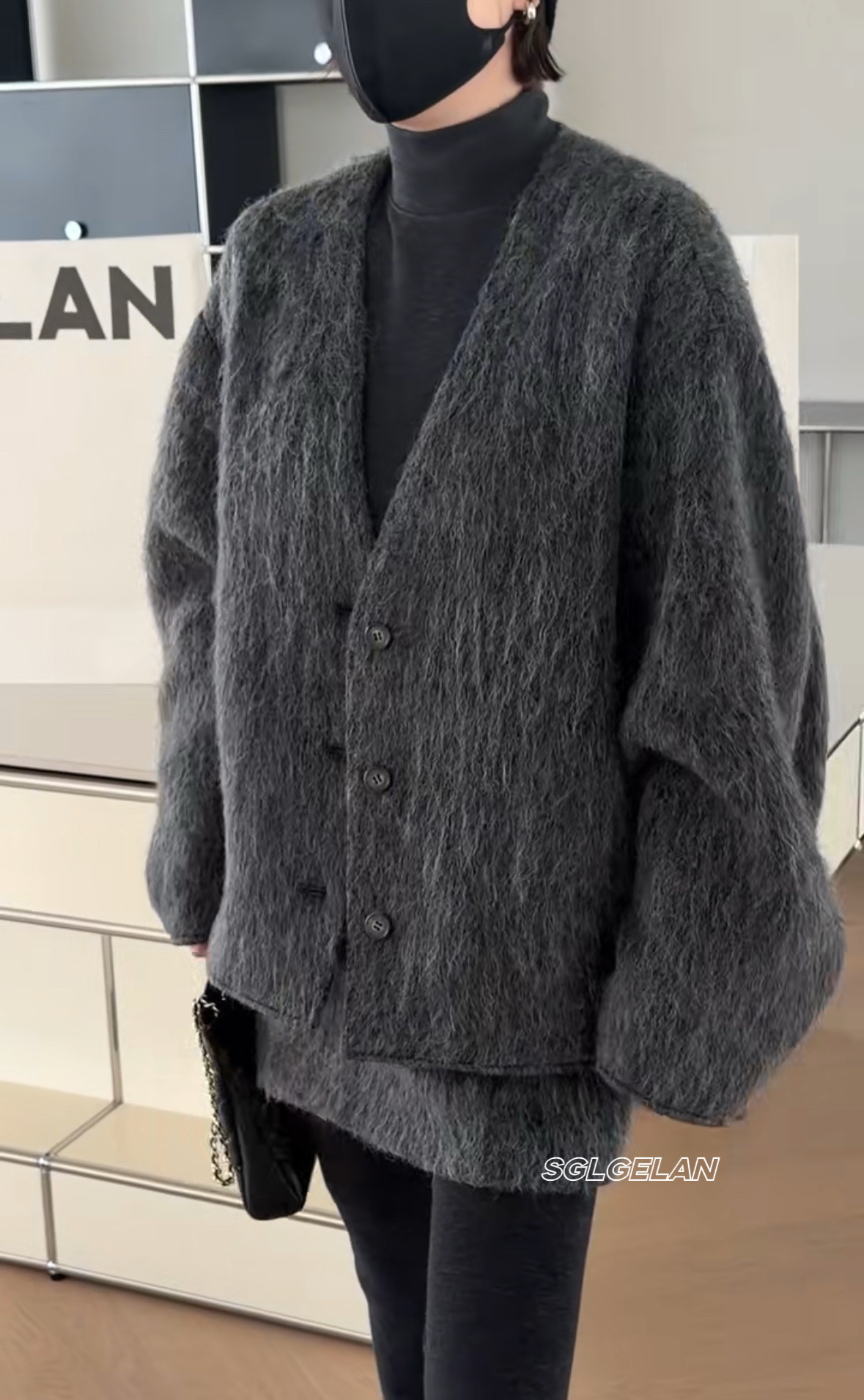 25032诗歌兰欧货女装2026早春款气质深灰色V领弯刀袖棉羊毛短外套,女装/女士精品,毛呢外套,淘宝优惠券,粉丝福利购,淘宝优惠卷