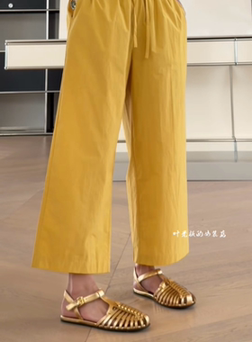 C58686薄款棉布裤 诗歌兰欧货2026夏款气质黄色九分裤休闲裤女