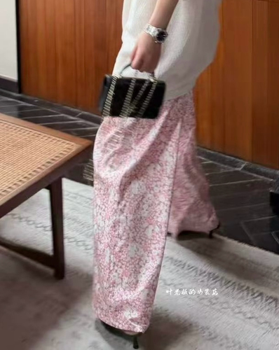 欧洲站欧货2026夏款Second’2nd时尚气质粉色碎花裤薄款休闲裤女