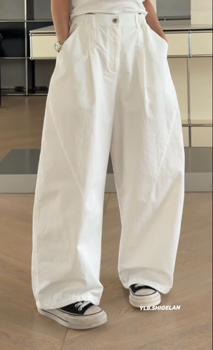 C58612松紧腰休闲裤诗歌兰女装2026春夏款简约百搭宽松白色休闲裤