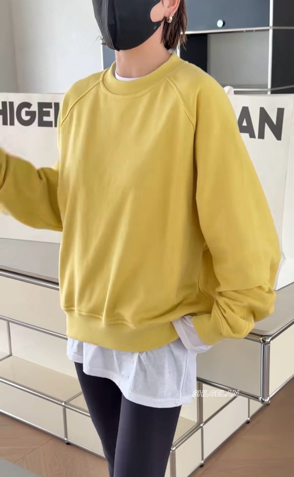 C59960卫衣诗歌兰女装2026春款 气质百搭小鸡黄圆领套头卫衣女