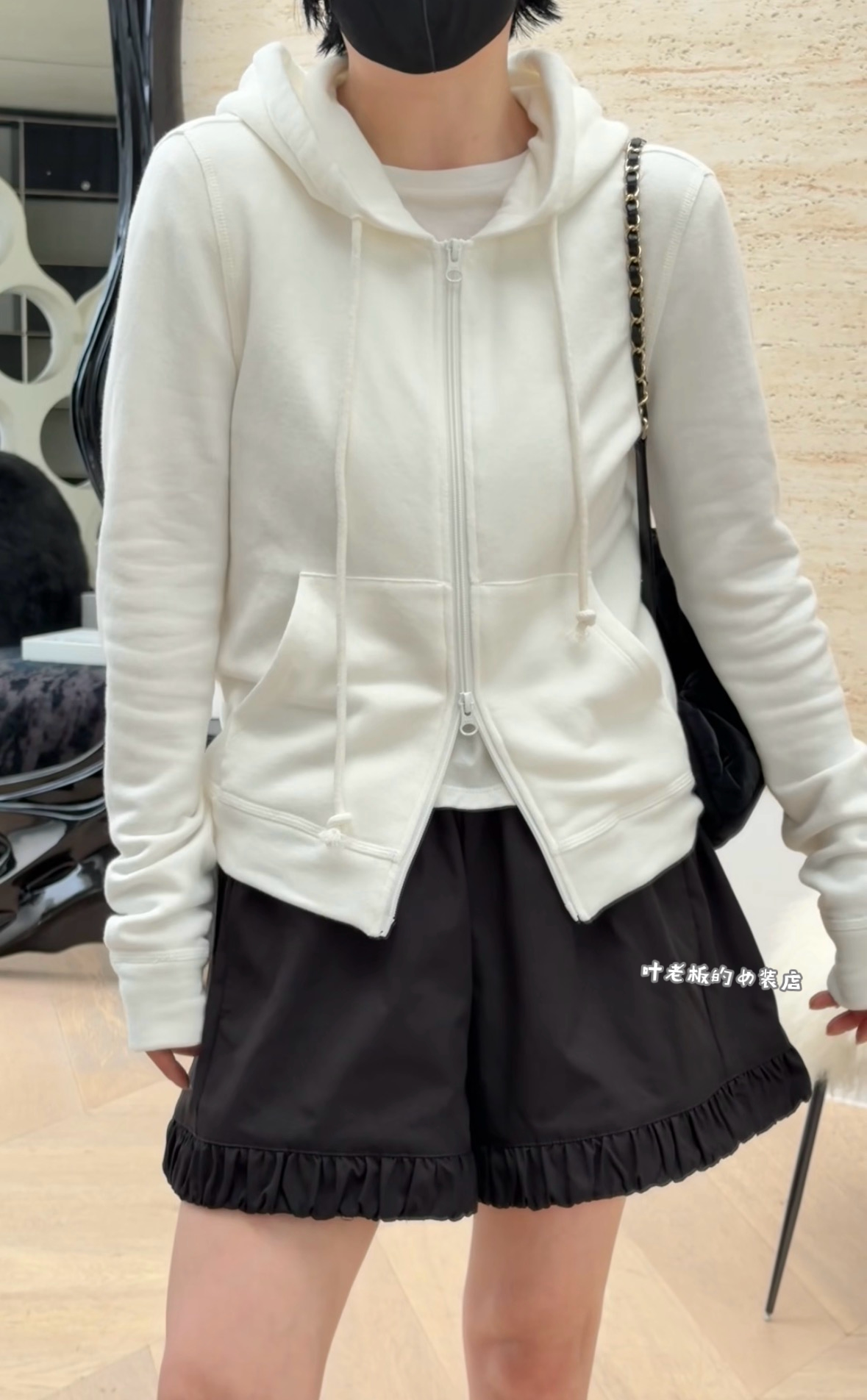 05321拉链外套诗歌兰欧货26秋款气质白色休闲帽衫连帽卫衣外套女Z