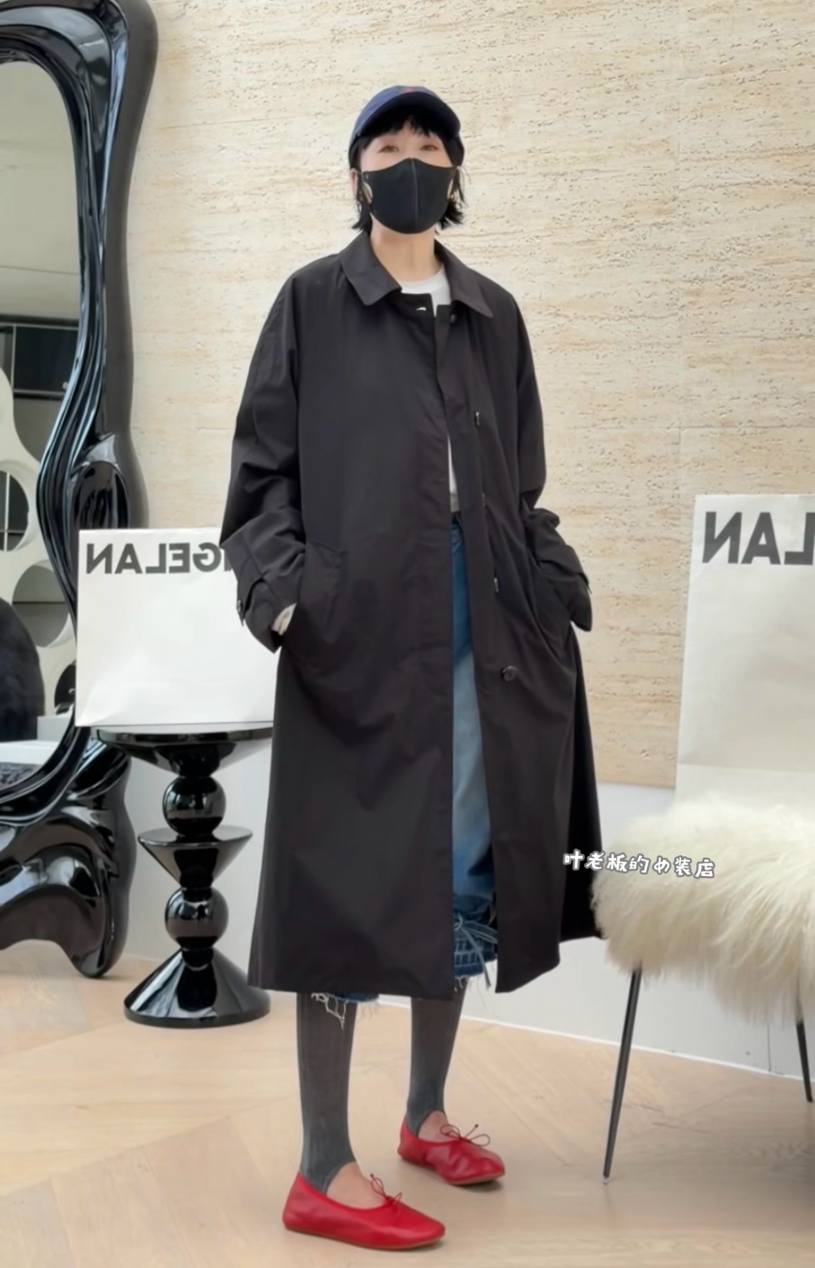 58751风衣外套 诗歌兰女装26秋款时尚气质黑色休闲长款薄外套女