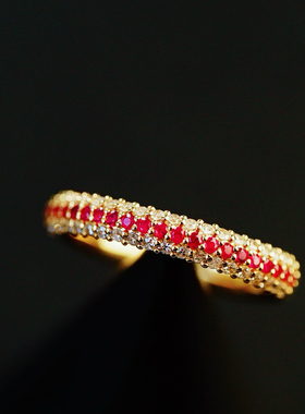 18K金镶嵌天然红宝石戒指