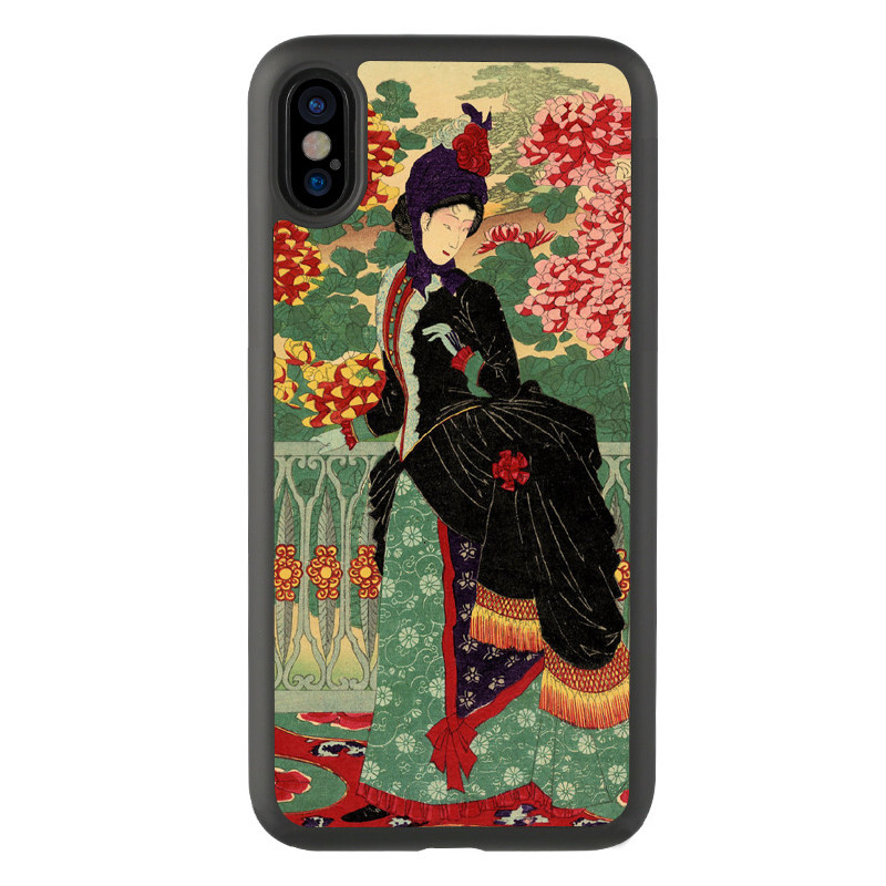 适用于复古14日本贵妇插画iPhonexsmax手机壳15pro适用苹果7plus