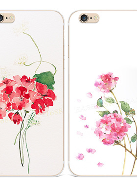 文艺彩绘花XR适用iphone8plus苹果13手机壳6S7简约14promax女款软5se第一1二2三3代五六七八