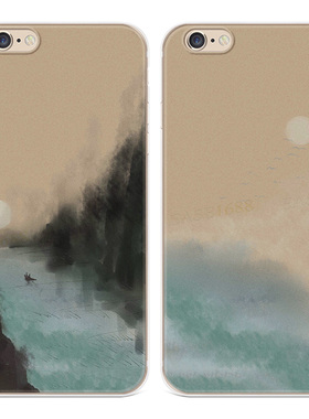 古诗插画适用iPhone13苹果8plus手机壳6s7复古14promax文艺女款软5se第一1二2三3代五六七八