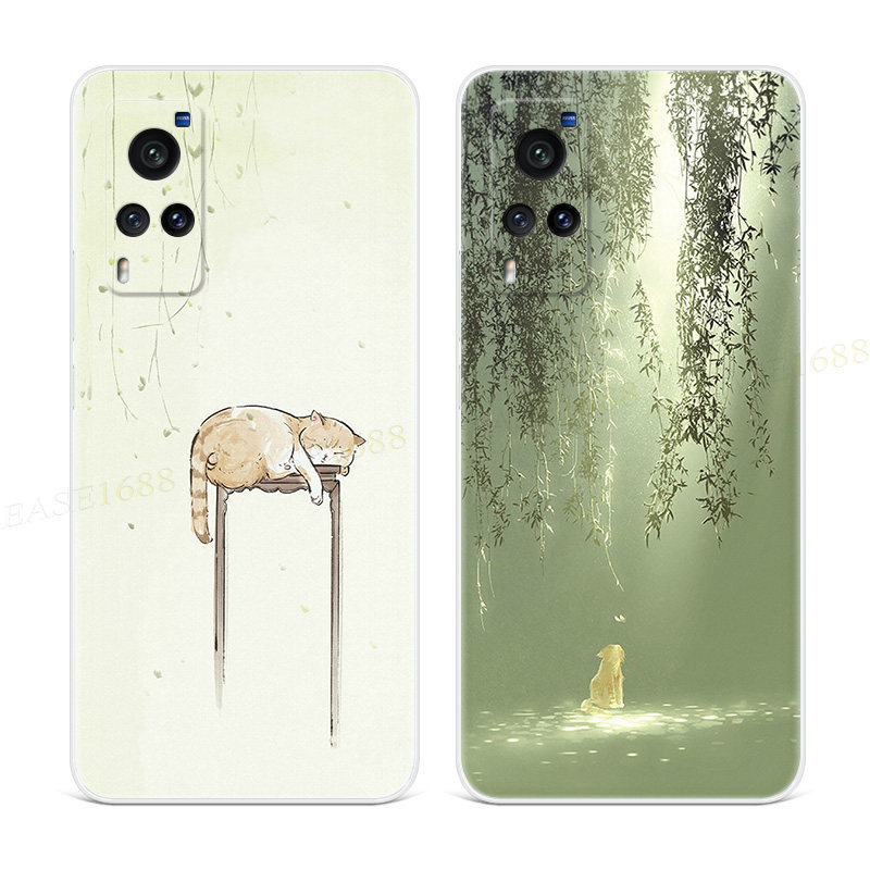 可爱猫咪适用vivo x60x50手机壳x27pro+简约nex3文艺术5g插画女款