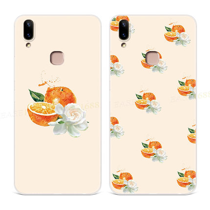 柑橘栀子花适用于vivo y85手机壳y83y79y93y91橘子皮俊哲女款软胶