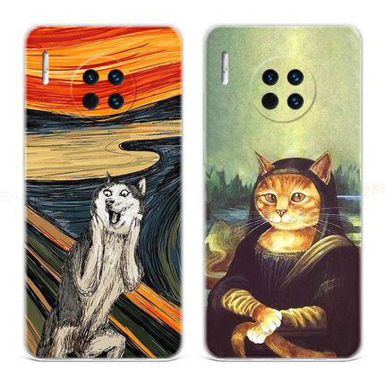 搞怪柴犬适用华为mate60手机壳40pro+50油画20X可爱10e卡通9猫咪8