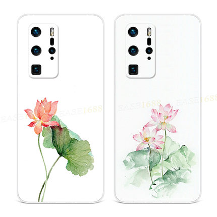 莲花荷花适用华为p60手机壳p40P20pro中国风p9P10plus文艺简约女+