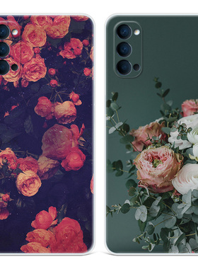 ins风玫瑰花9适用oppo reno6手机壳8pro+7复古5k文艺4se全包3元气版2z女款轻薄软十