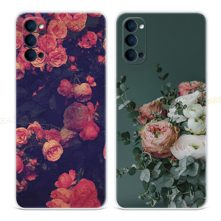 ins风玫瑰花9适用oppo reno6手机壳8pro+7复古5k文艺4se全包3元气版2z女款轻薄软十
