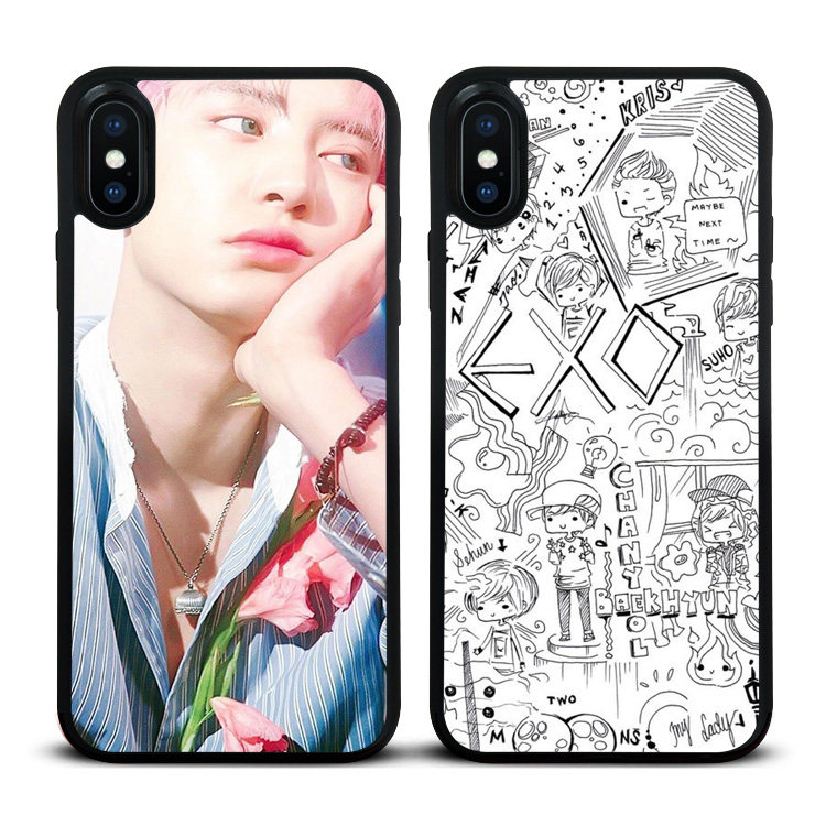 exo朴灿烈卡通iphonex手机壳苹果6硅胶7适用5玻璃防摔