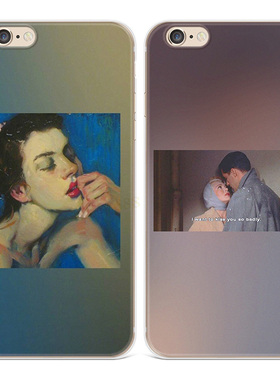 ins风油画适用iphone7plus苹果13手机壳6s8欧美文艺14promax女款软5se第一1二2三3代五六七八