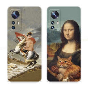 创意猫咪适用小米12手机壳13个性11可爱9se搞怪8探索青春版pro文艺油画6x女款t